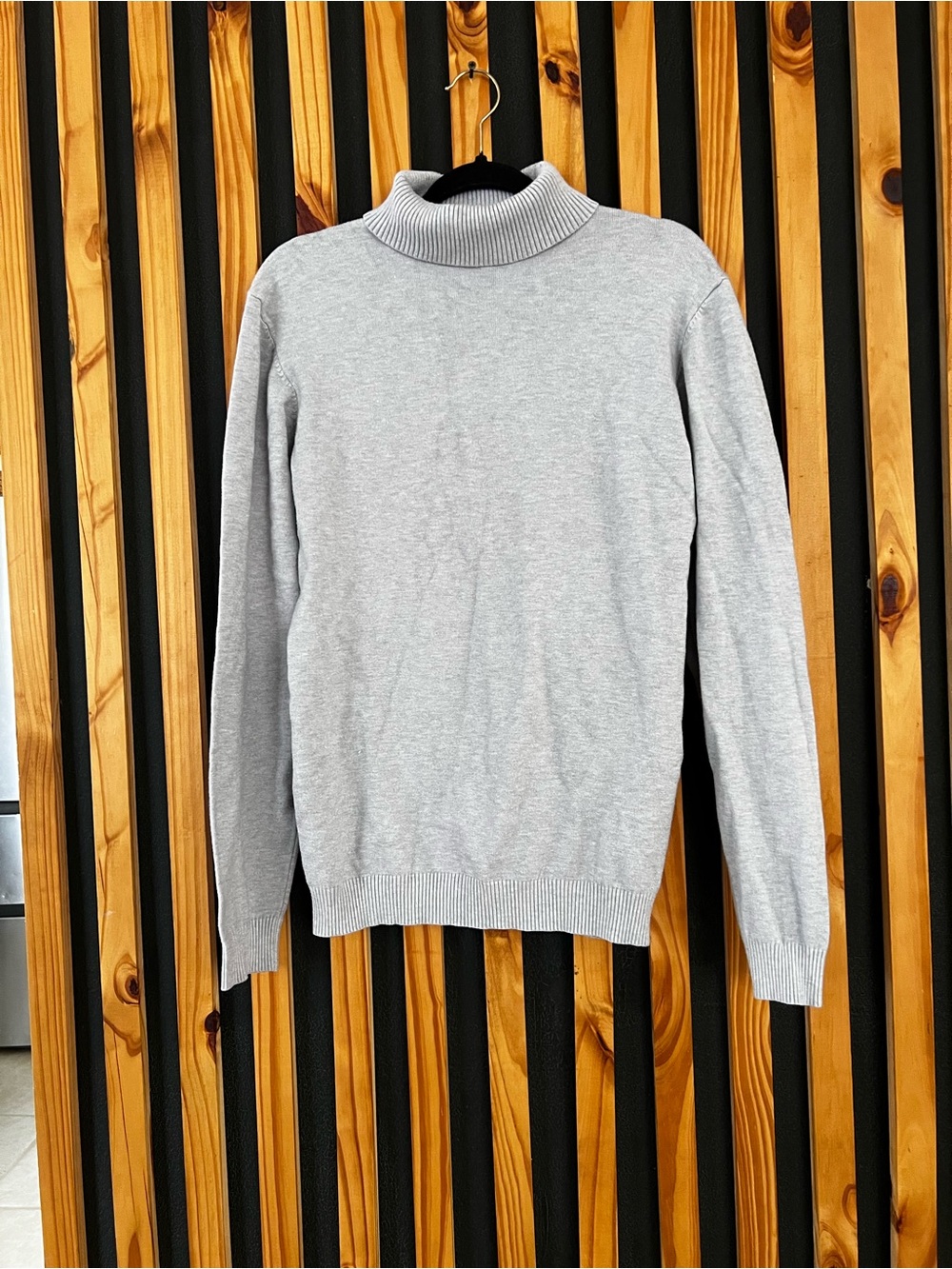 Men's Light Gray Turtleneck Sweater